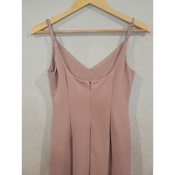 DB Studio V-Neck Draped Jersey Back Slit Maxi Dress Dusty Rose Size 2 - Picture 5 of 8